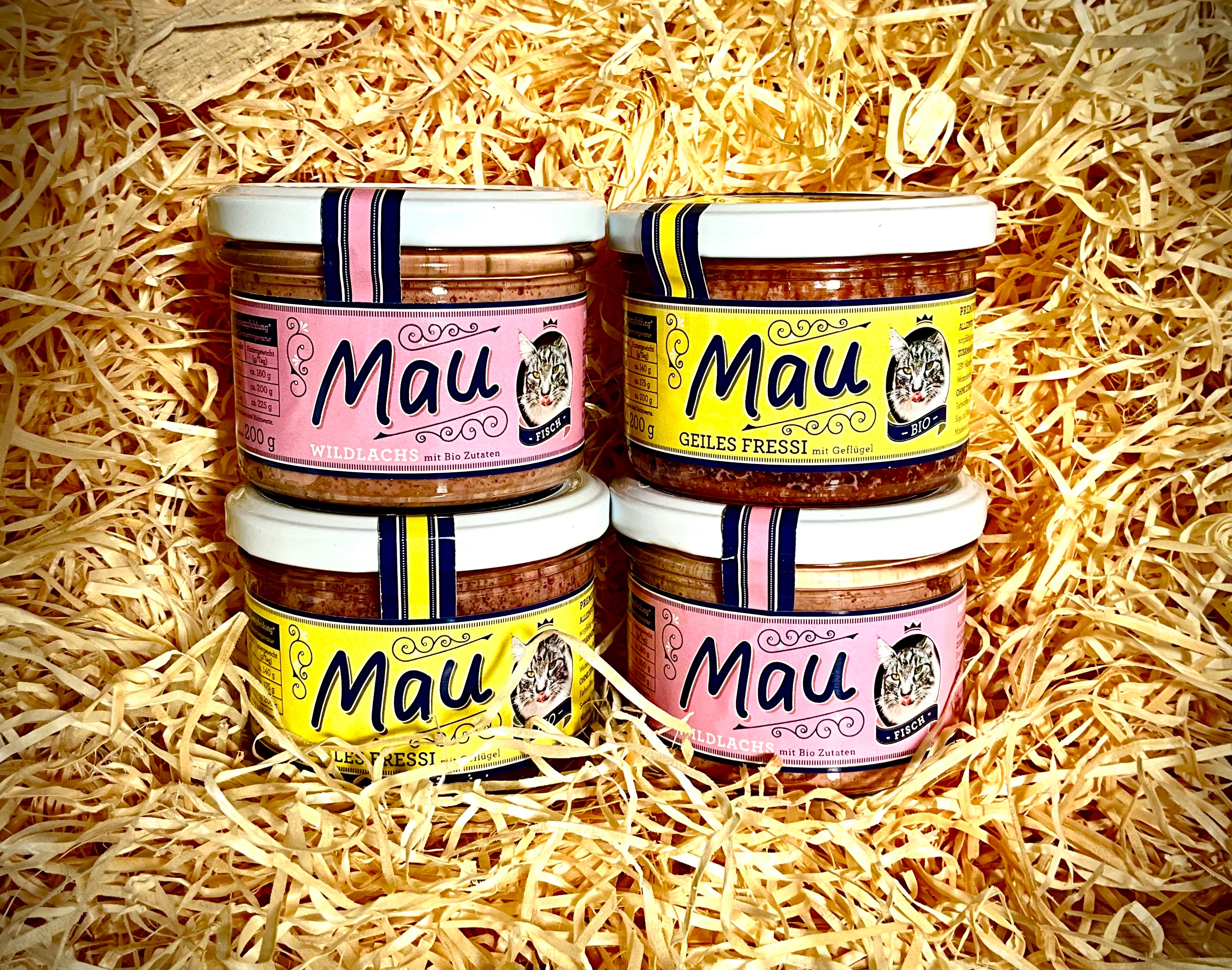 Organic Cat Food. Wild Salmon. Chicken. 4 Pack. Glass Jars.