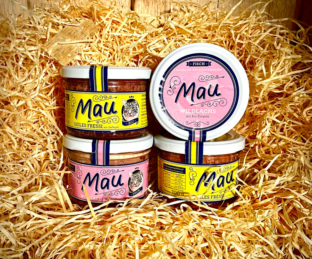 Organic Cat Food. Wild Salmon. Chicken. 4 Pack. Glass Jars.