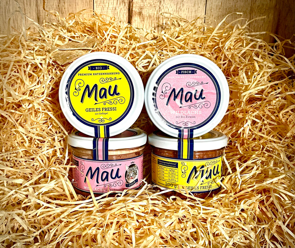 Organic Cat Food. Wild Salmon. Chicken. 4 Pack. Glass Jars.