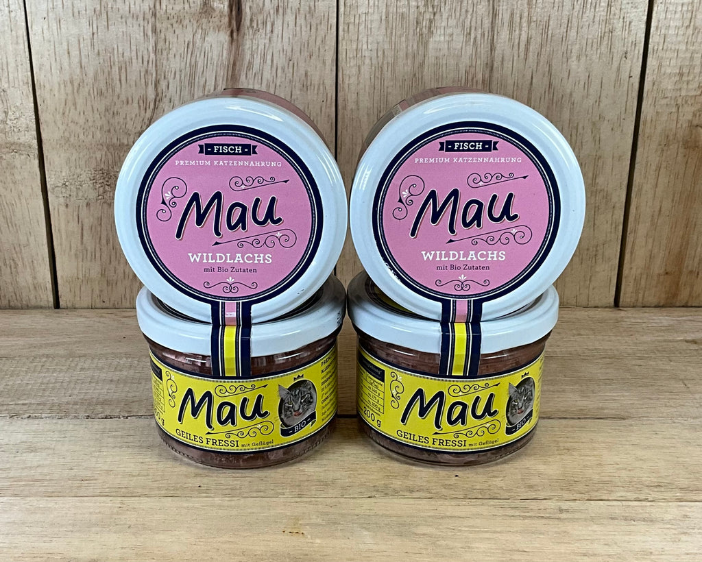 Organic Cat Food. Wild Salmon. Chicken. 4 Pack. Glass Jars.