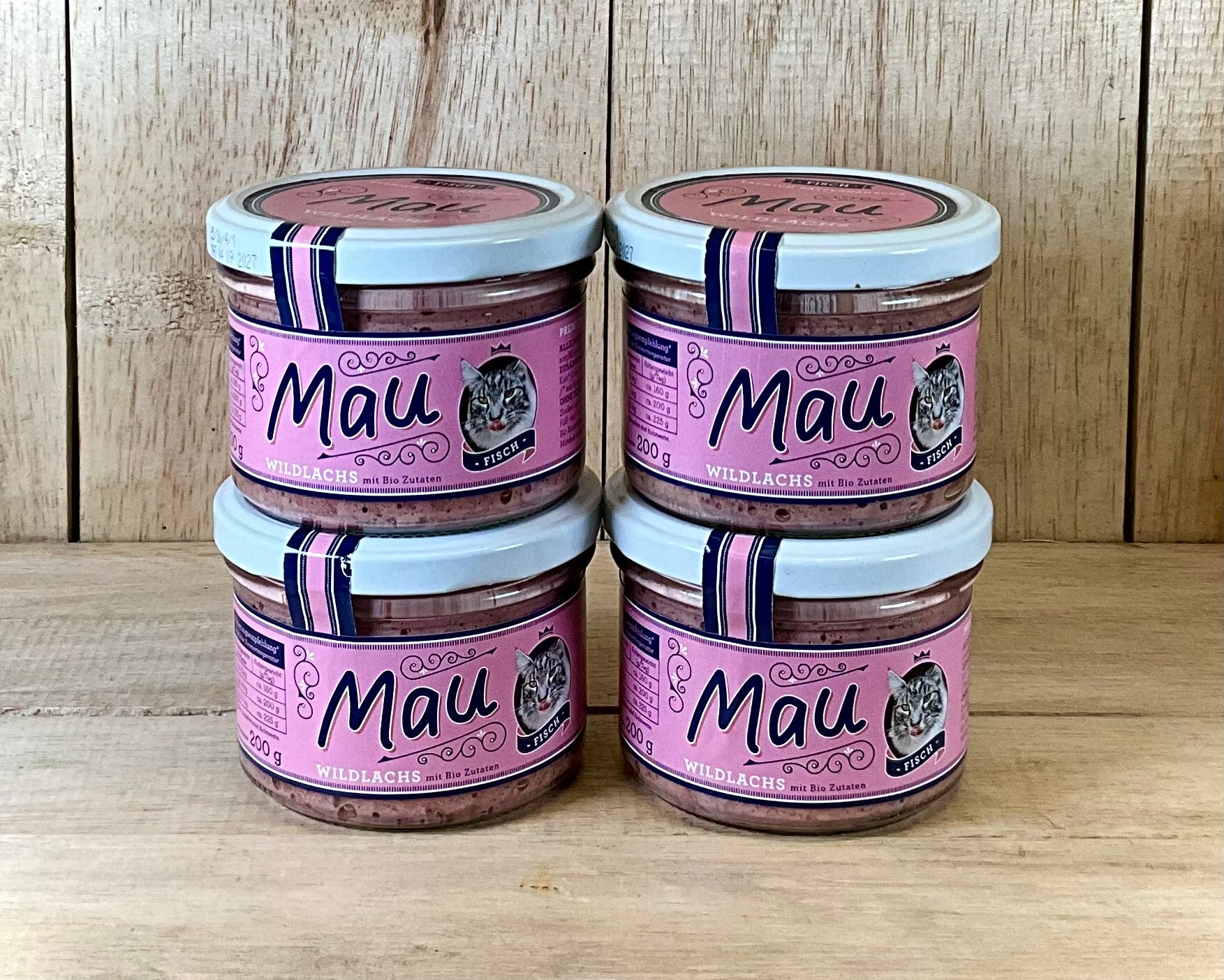 Organic Cat Food. Wild Salmon. 4 x Glass Jars.