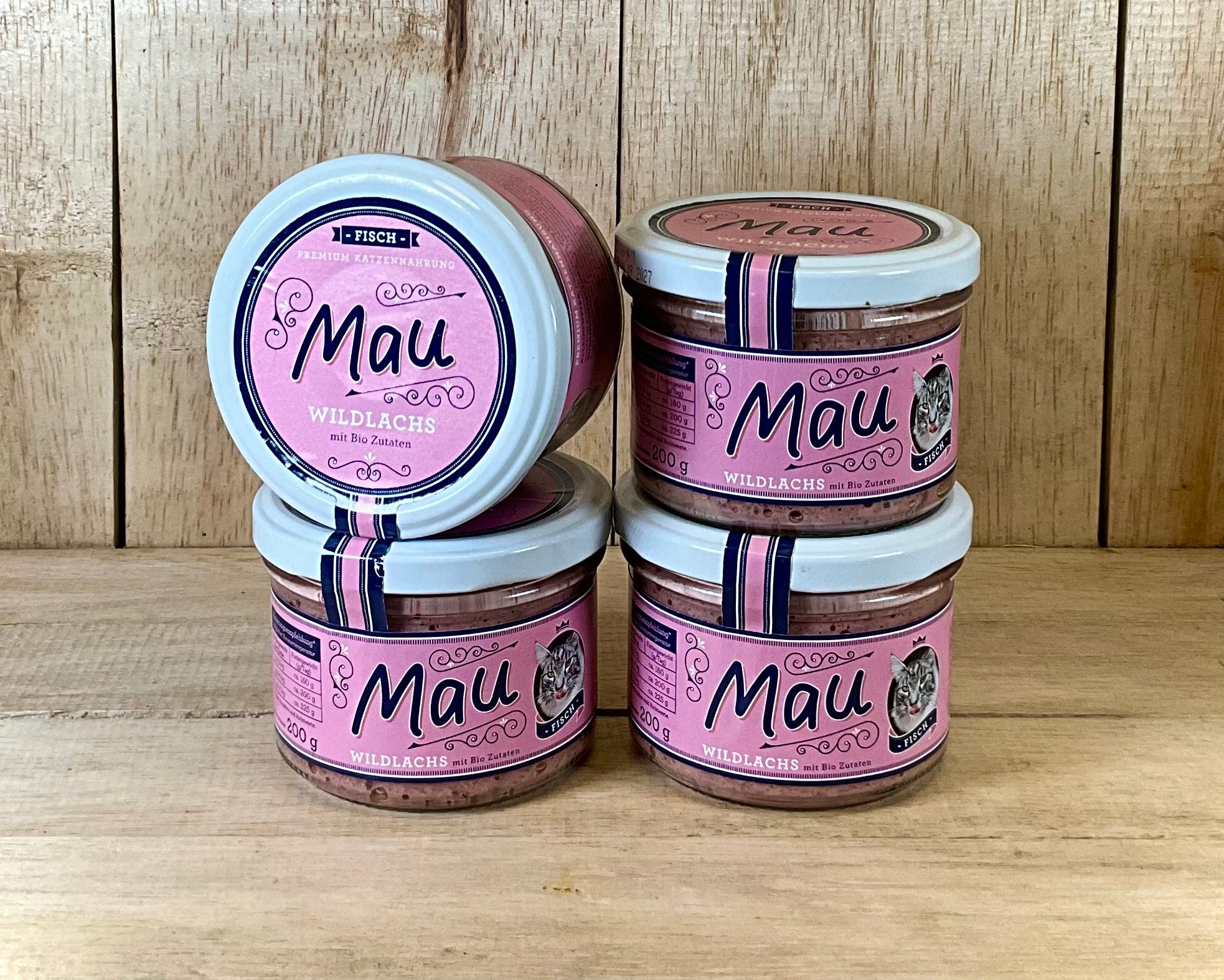 Organic Cat Food. Wild Salmon. 4 x Glass Jars.