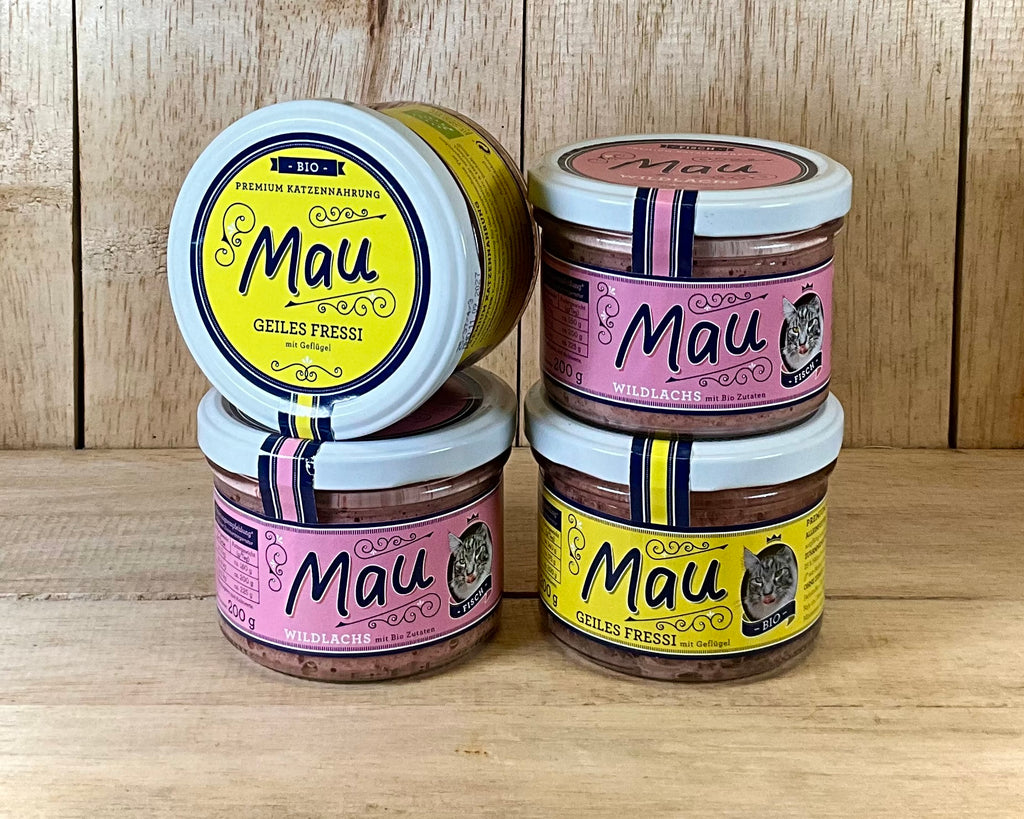 Organic Cat Food. Wild Salmon. Chicken. 4 Pack. Glass Jars.