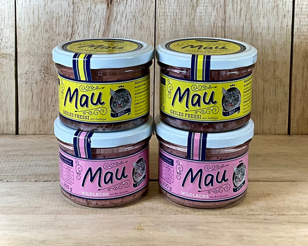 Organic Cat Food. Wild Salmon. Chicken. 4 Pack. Glass Jars.